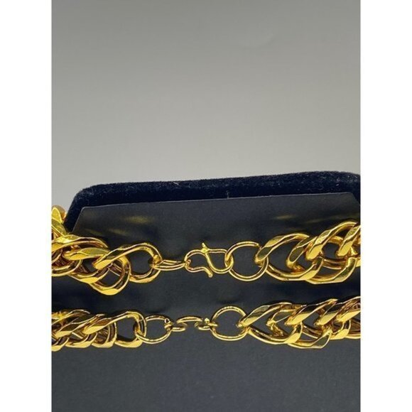 Bulky Cuban Chain Jewelry Gold Tone Unisex Fashion Jewelry Set Necklace and Brac - Picture 8 of 13